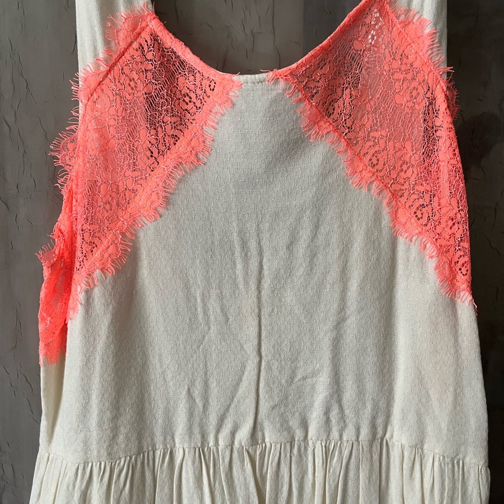 Free People White Dress with Orange Lace Accents